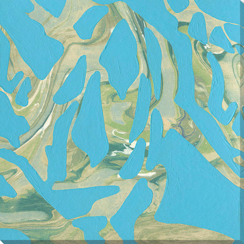 Blue and Green Marble Swirl Printed Canvas Wall Art Decor 28" x 28" - 33420017