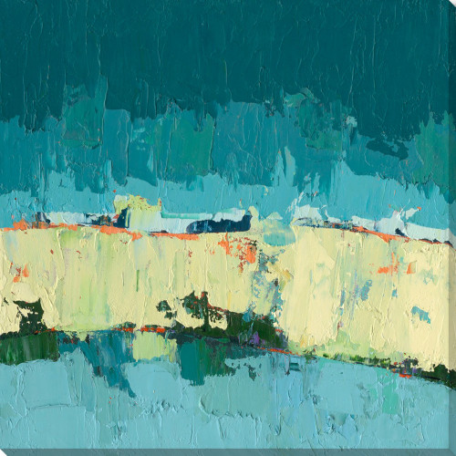 Yellow and Teal Blue Square Along the Way Wall Art Decor 28" x 28" - 33420564