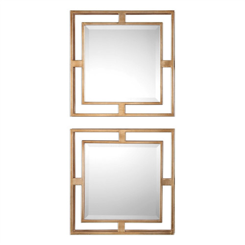 Set of 2 Allick Gold Square Mirrors