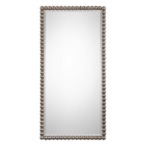 32” Antique Silver Leaf Finished Beaded Profile Mirror