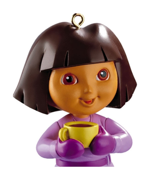 2" Purple and Brown Dora the Explorer with Tea Cup Christmas Ornament