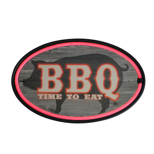 16.25" Black and Red Battery Operated LED Lighted BBQ Neon Wall Sign