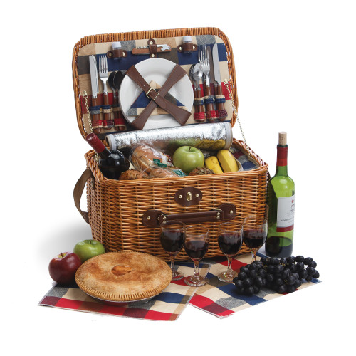 18" Brown Rustica Four-Person Picnic Basket - 33817176