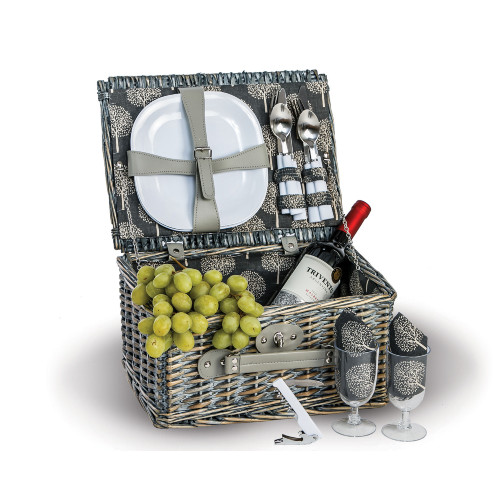 14.5" Gray Willow Boothbay Two-Person Picnic Basket