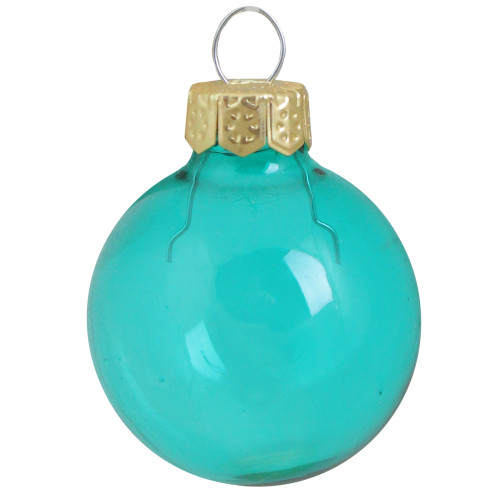 8ct Turquoise Clear Glass Ball Christmas Ornaments 3.25" (80mm)