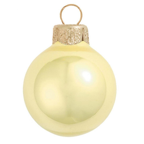 Pearl Finish Glass Christmas Ball Ornaments - 4" (100mm) - Yellow - 6ct