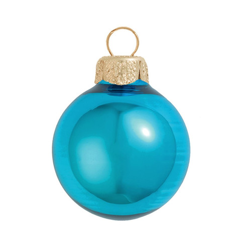 Shiny Finish Glass Christmas Ball Ornaments - 6" (150mm) - Blue - 2ct