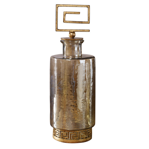 15.5” Gold Neev Luster Glass Decanter