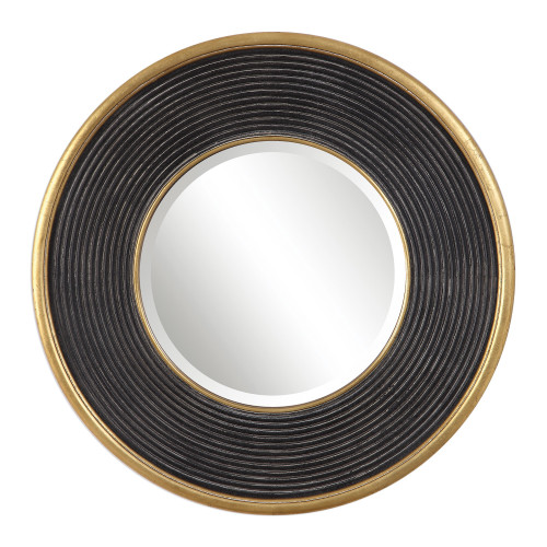 36” Gold Black Odyssey Round Wall Mirror