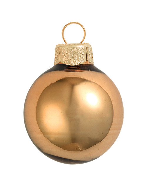 Shiny Finish Glass Christmas Ball Ornaments 4" (100mm) - Orange - 6ct