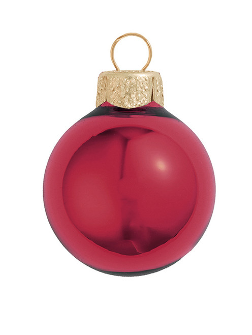 28ct Red Shiny Finish Glass Christmas Ball Ornaments 2" (50mm)