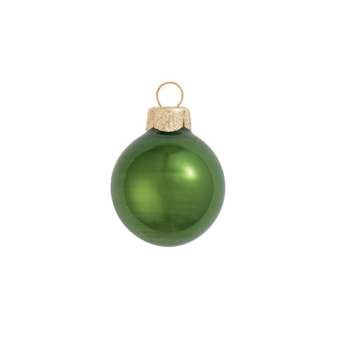 40ct Green Pearl Finish Glass Christmas Ball Ornaments 1.25" (30mm)