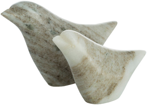 Set of 2 Brown Solid Bird Figurines Table Accent Decor 6.5"