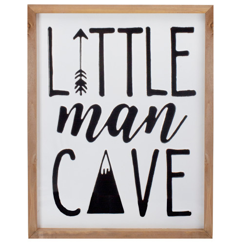 18" White and Black Wooden Framed "Little Man Cave" Metal Sign Wall Decor