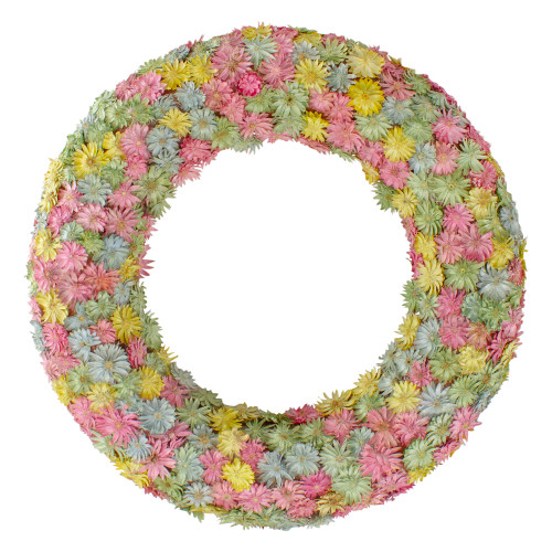 Multi-Colored Daisy Artificial Spring Floral Wreath, 10-Inch