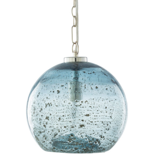 11" Contemporary Clear and Stone Blue Glass Hanging Pendant Ceiling Light Fixture