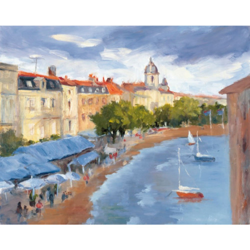 Sky Blue and Brown Rectangular Wall Art Decor 33" x 27" - 33437696