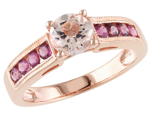 Morganite and Pink Tourmaline Ring in Rose Sterling Silver - 68DLG1931MO-7