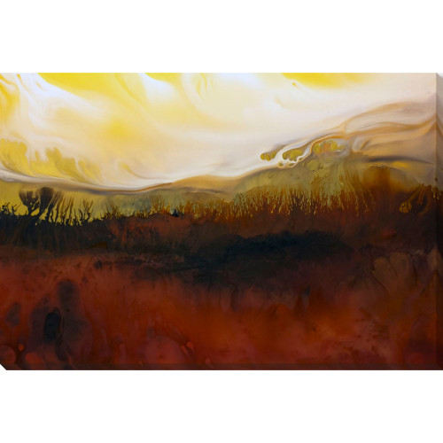Cherry Red and Yellow Rectangular Canvas Wall Art Decor 19" x 28" - 33419200