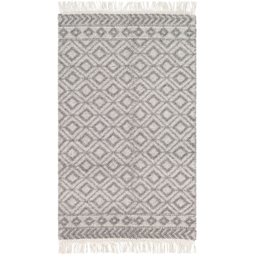 6' x 9' Diamond Lattice Patterned Black and White Rectangular Area Rug