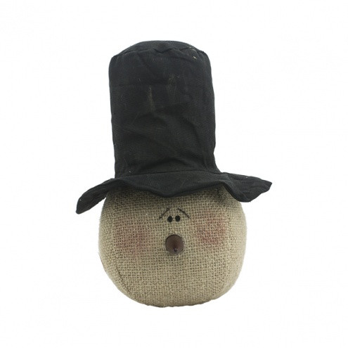 9" Beige Lovely Snowman Head with Black Top Hat