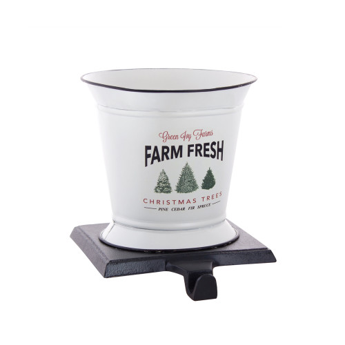 7.25" White and Black Bucket Stocking Holder Christmas Decoration