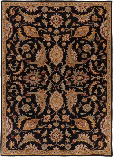 9' x 13' Classic Style Black and Brown Rectangular Area Throw Rug