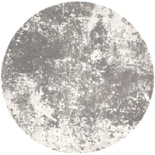 7.8' Gray and Ivory Distressed Finish Round Area Throw Rug