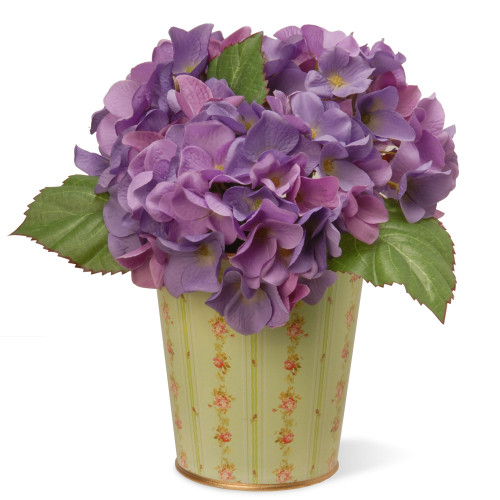 11" Garden Accents Purple Hydrangea Artificial Flower Pot