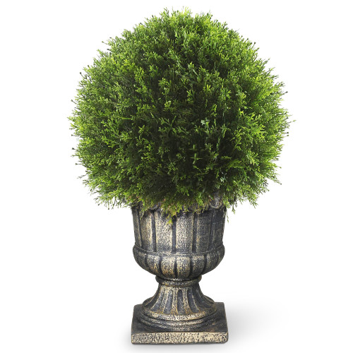27" Upright Juniper Ball Topiary Tree in Urn - Unlit