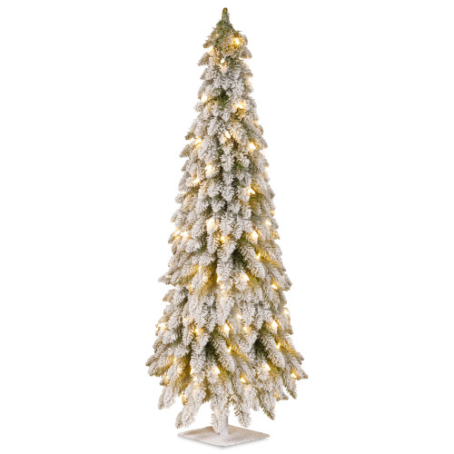 5' Pre-Lit Snowy Downswept Artificial Christmas Tree, Clear Lights