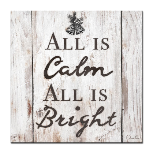 Brown and Gray Christmas Silent Night Wrapped Square Wall Art Decor 20" x 20"