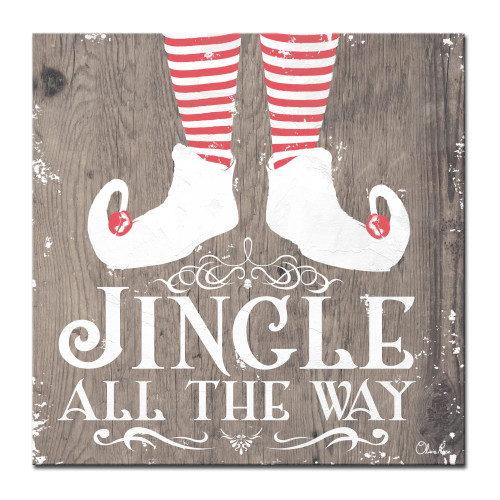 Brown and Red Christmas Jingle Wrapped Square Wall Art Decor 30" x 30"