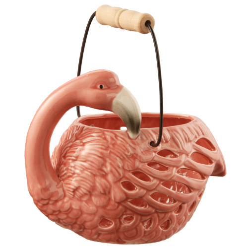 10” Ceramic Pink Flamingo Candleholder