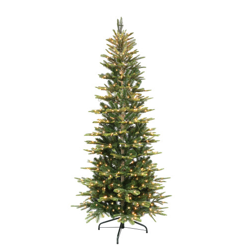 7.5’ Pre-Lit Slim Flocked Aspen Fir Artificial Christmas Tree – Clear Lights - 33400725