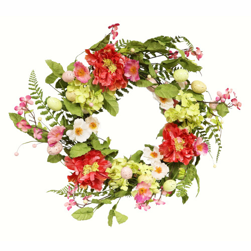 Peonies and Hydrangeas Artificial Easter Wreath, Multi-Color 20-Inch - 33400755