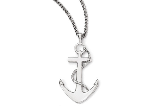 Chisel Stainless Steel Polished Anchor Necklace SRN195724Y