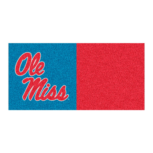18" Blue and Red NCAA "Ole Miss" Rebels Square Carpet Tiles
