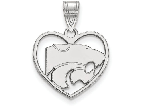 LogoArt Sterling Silver Kansas State University Pendant Necklace in Heart SS017KSUT