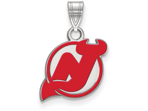 LogoArt Sterling Silver New Jersey Devils Small Enamel Pendant Necklace SS017DVLT
