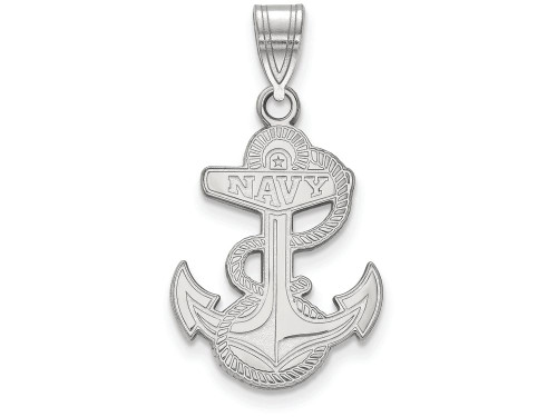 LogoArt Sterling Silver Navy Large Pendant Necklace SS021USNT