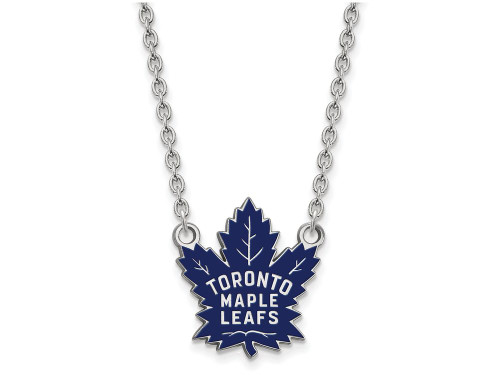LogoArt Sterling Silver Toronto Maple Leafs Large Enamel Pendant Necklace - SS036MLE18T