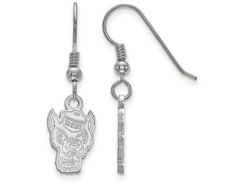 LogoArt Sterling Silver North Carolina State University Small Dangle Earrings Wire