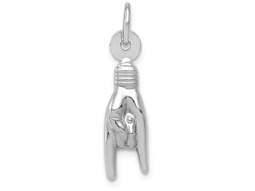 Finejewelers 14k White Gold Rock On Sign Charm