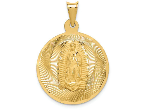 FJC Finejewelers 14k Yellow Gold Polished Bright Cut Lady Of Guadalupe Circle Charm K5632A