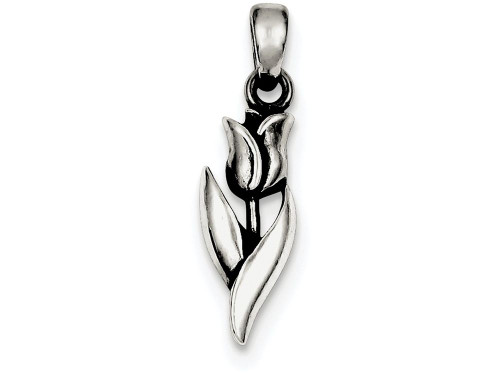 FJC Finejewelers Sterling Silver Antiqued Tulip Pendant Necklace Chain Included QC6219T