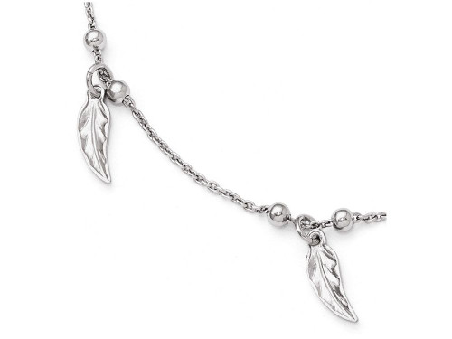 FJC Finejewelers Sterling Silver Polished Feather Anklet W/1in Ext LESQLF3609T