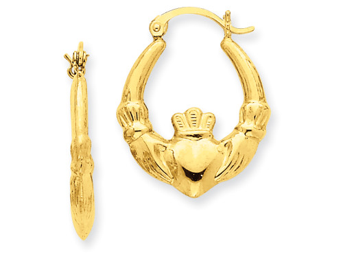 FJC Finejewelers 14k Yellow Gold Polished Claddagh Hoop Earrings T902A