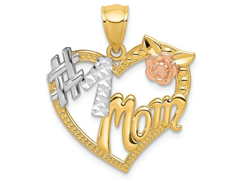 FJC Finejewelers 14k Two-tone Gold and with Rhodium #1 Mom Heart Charm K2642C