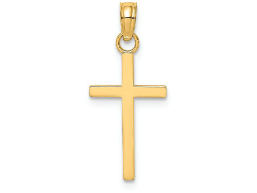 FJC Finejewelers 14k Yellow Gold Block Style Stick Cross Polish Charm K8410A